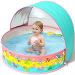 Kiddle Baby Pool with Canopy, Pop-Up Above Ground Pool, Foldable Infant Wading Pool for Toddlers 1-3, Baby Beach Tent, Portable Water Play Sum Toys for Child