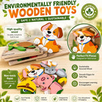 MAGICACORN Wooden Animal Puzzles for Toddlers – Montessori Educational Learning Toys for Preschoolers, Farm Animal Jigsaw Puzzle Set, Safe & Durable Gift for Boys & Girls, Christmas Birthday Present
