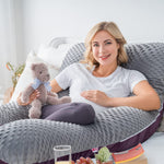 Meiz Pregnancy Pillow, Pregnancy Body Pillow, Pregnancy Pillows for Sleeping, Maternity Pillow for Pregnant Women with Velvet Cover, Grey & Purple