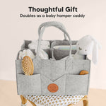KeaBabies Baby Diaper Caddy Organizer with Handle - Portable Baby Car Organizers and Storage for Nursery, Changing Table, Large Shower Gift Basket for New Mom Gifts & Boy Girl Registry (Classic Gray)