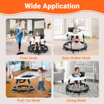 Baby Walker Foldable with 9 Adjustable Heights, Baby Walker with Wheels Portable, Infant Toddler Walker for Baby Boy Girls 6-18 Months (Black)