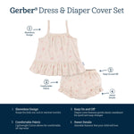 Gerber Baby Girls Sleeveless Tunic Top and Diaper Cover Set, Seashells, 6-9 Months