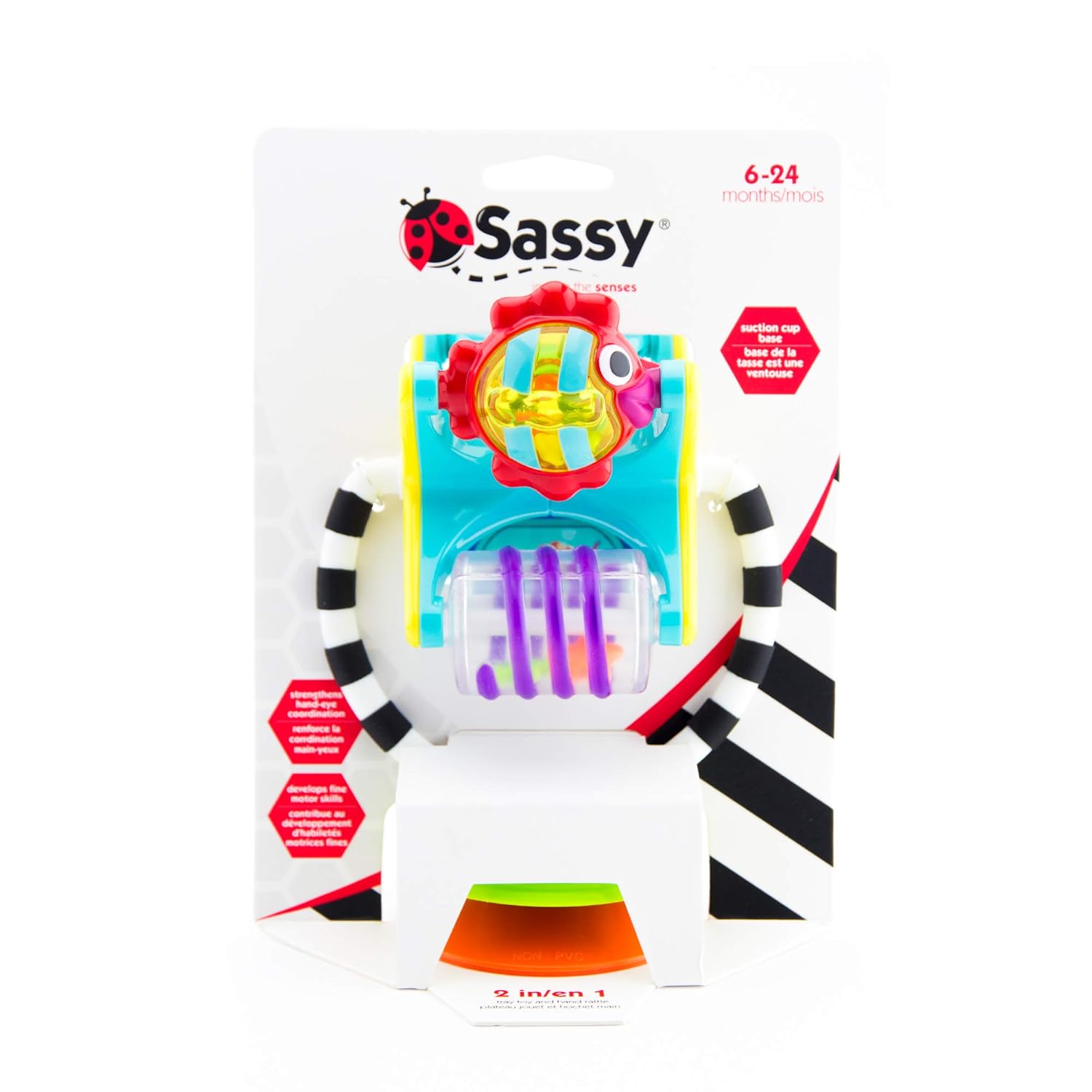 Sassy Fishy Fascination Station 2-in-1 Suction Cup High Chair Toy, Developmental Tray Toy for Early Learning, Ages 6+ Months