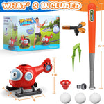 Water Sprinkler Baseball Toy for Kids, 2 in 1 Helicopter Water Sprinkler T Ball Set with 2 Spray Modes, Summer Outdoor Water Spray Toys for Toddlers Yard, Ages 3+