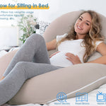 INSEN Pregnancy Pillow Cooling, Maternity Pillow with Soft Cotton Cover, C Shaped for Side Sleeping