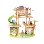 Hape Pandas’ Bamboo House, Green Planet Explorers | Educational Toy Doll House with Furniture, for Children Ages 3+ Years