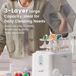 Grownsy 3 Layers Large Capacity Bottle Sterilizer and Dryer, 45% Faster Electric Steam Sterilization, Universal Bottle Sterilizer for Baby Bottles, Breast Pump Parts, Glass & Plastic, Compact Design