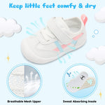 Scurtain Baby Shoes Boy Girl First Walking Shoe Infant Crib Breathable Sneakers Lightweight Barefoot Walking Shoes for Babies Toddler White Shoes Size 12-18 Months