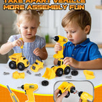 Lehoo Castle Kids Tool Bench with Electric Drill and Construction Vehicles, 2-in-1 Workbench and Toolbox for Toddlers, STEM Learning Toys for Age 3-5, Birthday Gift for Boys & Girls