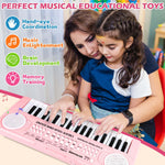 M SANMERSEN Kids Keyboard Piano 37 Keys Early Learning Instrument with Microphone Toy for 3 4 5 6 Girls Boys Birthday Valentines