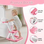 Rabb 1st Potty Training Toilet Seat with Steps, 2-in-1 Toddler Toilet Seat for Boys Girls with Splash Guard Soft Anti-Slip Pad,Bright Pink