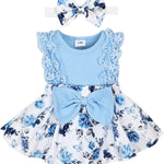 Baby Girl Clothes Newborn Romper Dress Infant Lace Ruffle Sleeveless Summer Outfits with Headband 0-12 Months