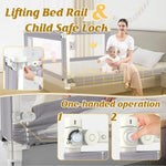 JWPEHOE Height Adjustable Bed Rail for Toddlers, Kids Safety Baby Bed Rail for Twin/Full/King/Queen Size Bed (3 Sides, 78 * 78 * 74 Inch)