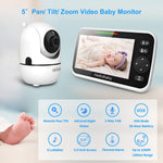 HelloBaby Wall Mounted Baby Monitor No WiFi, 5'' Sreen with 30-Hour Battery, Crib Camera Baby Monitor with Camera and Audio, Hello Baby Monitor with Mount