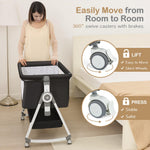 OHFLY Baby Bassinet, Bedside Bassinet for Baby, 4 in 1 Bassinet Bedside Sleeper with Locked Wheels, Mosquito Net, Adjustable Easy Folding Portable Crib for Infant Newborn, Dark Grey