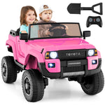 Costzon 24V 2 Seater Ride on Car for Kids, 4WD/2WD Switchable Licensed Toyota LC250 Ride on Truck w/Remote, Shovel, Music & Sounds, Electric Vehicle w/4-Wheel Spring Suspension for Ages 3+ (Pink)