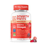 SmartyPants Kids Multivitamin Gummies, Omega 3 (DHA/EPA), Vitamins D3, C, B12, B6, Vitamin A, K & Zinc, Gluten Free, Cherry Berry Punch Flavors, 60 Count (30 Day Supply)