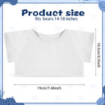 Bear Tee Shirt Fit 14-18inch Bear Clothes Stuffed Animal Clothes Basic Stuffed Dolls Shirt, White