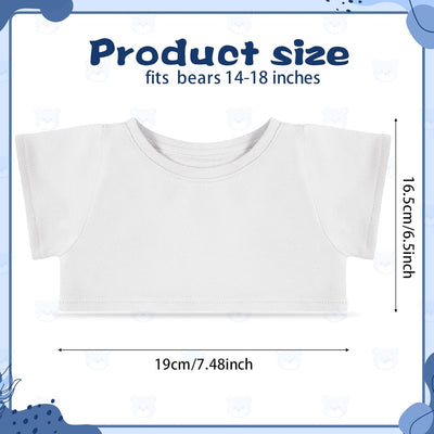 Bear Tee Shirt Fit 14-18inch Bear Clothes Stuffed Animal Clothes Basic Stuffed Dolls Shirt, White