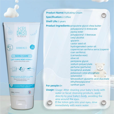 Kricri Baby Body Lotion, Containing Organic Plant Ingredients, Makes Baby's Skin More Smooth and Moisturizing, Suitable for Infants Over 3 Months, 6 Months and 1+ Year Old