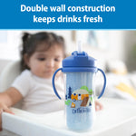 Dr. Brown's Milestones Insulated Sippy Cup with Straw and Handles, Spill-Proof Tumbler with Lid, 2-Pack, Blue & Green, 10 oz/300 mL, BPA Free, 12m+