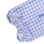 RUGGEDBUTTS Baby/Toddler Boy Swimsuit, One Piece Zipper Rash Guard Sunsuit with UPF 50+ Sun Protection - Periwinkle Blue Gingham, 3-6m