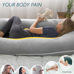 Meiz Pregnancy Pillows, Rayon Cover from Bamboo Pregnancy Pillows for Sleeping, Cooling Maternity Pillow for Pregnant Women, 55 Inch U Shaped Body Pillows for Adults, Grey