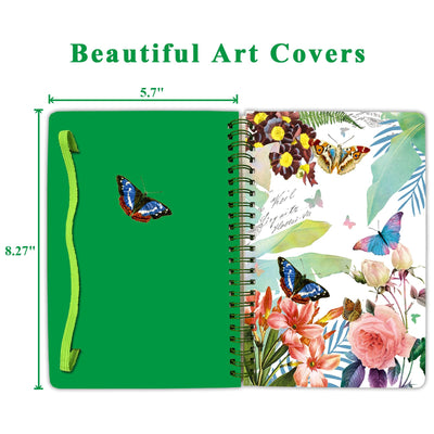 DWIYITTN Butterfly Lined Spiral Notebook, 160 Pages, A5 Pretty Hardcover Journal for Teen Girls, 5.7 x 8.25 Inch, Kids Diary for Writing, School, Note Taking