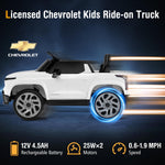 Costzon Ride on Car, 12V Licensed Chevrolet Truck, Kids' Electric Vehicles with Remote Control, Rear Storage, Music, USB, Lights & Spring Suspension, Kids Car Toy for Aged 3+ (Truck, White)