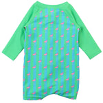 RUGGEDBUTTS Baby/Toddler Boy Swimsuit, One Piece Zipper Rash Guard Sunsuit with UPF 50+ Sun Protection - Neon Flamingo Stripe, 3-6m