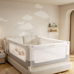 3 Piece Bed Rails for King Size Bed, No-Drill Needed Baby Bed Rail Guard for Toddlers with Height Adjustable, Thickened Child Safety Side Railing Guards/Bedrail for Kids, White/Grey, 74.8x78.7x78.7in
