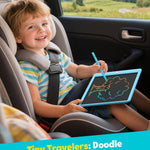 TEKFUN LCD Writing Tablet for Kids, 10-inch Coloring Drawing Pad, Mess Free Doodle Board, Airplane Travel Toys for Boys and Toddlers, Road Trip Essentials, Gifts for 3 4 5 6 7 8 Year Old Girls(Blue)