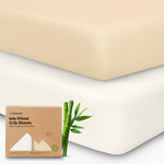 KeaBabies 2-Pack Baby Crib Sheets for Boys, Girls - 52x28 Viscose Derived from Bamboo Toddler Bed Sheets Neutral, Fitted Crib Mattress Cover for Standard Baby Bedding, Soft & Cozy (Khaki)