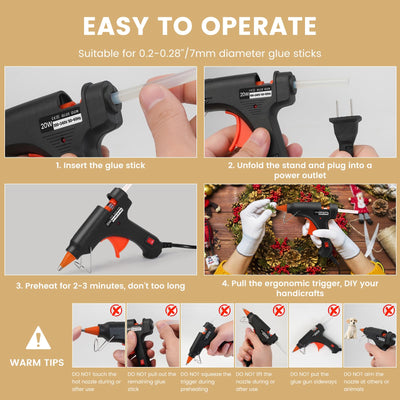 Mini Hot Glue Gun with 30 Glue Sticks, Fast Preheating Hot Melt Gun for Kids DIY, School Crafts & Home Quick Repairs (Black) - 20w