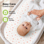 2-Pack Organic Bassinet Sheets for Girls, Boys - 100% Cotton Bassinet Mattress Sheets Compatible with Halo Bassinest Swivel Sleeper, Graco, Baby Delight, Chicco, Fitted Bassinet Sheets (Butterflies)