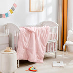 Cokouchyi 3 Piece Crib Bedding Set for Boy Girls, Jacquard Tufted Geometric Crib Set, Includes Crib Skirt, Blanket and Crib Sheet, Crib Baby Bedding, Pink
