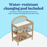 Graco Olivia Changing Table with Water-Resistant Changing Pad (Driftwood) - GREENGUARD Gold Certified, Includes Bonus Water-Resistant Changing Pad with Safety Strap, 2 Open Shelves, Stylish Design