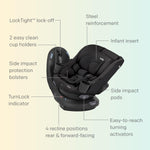 Chili Spin SI Rotating 2-in-1 Convertible Car Seat, Rear and Forward-Facing, No-Rethread Harness, Tested for Safety Standards (Shale)