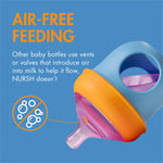 Boon Nursh Reusable Silicone Pouch Baby Bottles - Slow Flow Nipple - Silicone Baby Bottle Pouch and Nipple - Baby Feeding Essentials - Color Block - 0-3 Months - 3 Count - 4 Ounce