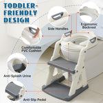 Potty Training Toilet Seat, Stable Potty Training Seat with Step Stool, 2 in 1 Toddler Toilet Seat with Steps for Kids Boys Girls, Toddler Potty Seat with Ladder, Splash Guard, Anti-Slip Pads (Gray)