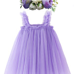 BGFKS Layered Tulle Tutu Dress for Toddler Girls,Baby Girl Rainbow Tutu Princess Skirt Set with Flower Headband.(Purple,2T)