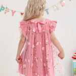 Kucnuzki Toddler Girl Dress 2t 3t Girl Clothes Cute Ruffle Tutu Fairy Princess Pink Swing Beach Boho Dress for Toddler Summer Two Piece Outfit Casual Sun Dress