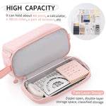 CICIMELON Large Capacity Pen Pencil Case with 4 Compartments, Multi-Slot Pencil Pouch Bag Aesthetic School Supplies Organizer for Teen Girls, Women, Adults (Pink)