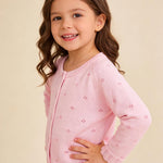 Miccina Baby Girls Cardigan Sweater Infant Toddler Knit Button Up Jacket Newborn Lace Trim Outfit Cotton Tops Pink