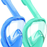 Kids Snorkel Mask Full Face, Snorkeling Gear for Kids 2-14 with Camera Mount, 180 Degree Panoramic View Snorkeling Set Anti-Fog Anti-Leak