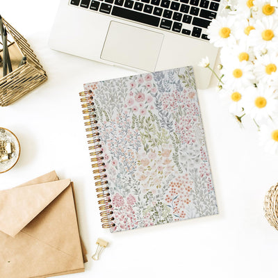 Wheatwin Cute Spiral Notebook Journal for Women, Floral Pastel Pretty Hardcover Spiral Notebook for Women School Aesthetic Pink Journal for Teen Girls 5.5x8.3