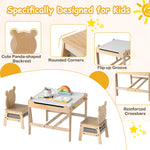 Costzon Kids Table and Chairs, 3 in 1 Wooden Activity Toddler Desk w/Reversible Whiteboard & Chalkboard, Hidden Space and Drawers for Arts, Crafts, Play, Toddler Table and Chair Set (Gray, Panda)