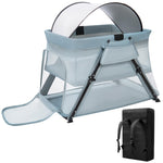 Lilian&Gema 2-in-1 Travel Crib, Portable Crib with Backpack, Lightweight Baby Travel Playpen, Foldable Play Yard with Thick Mattress for Babies & Toddlers, Baby Travel Essential