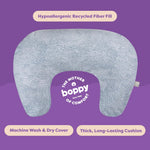 Boppy Nursing Pillow - Ergonomic Bottle & Breastfeeding Pillow with High, Firm, Large Area, Water-Repellent Cushion with Washable Cover; Baby Safety Alliance Verified - Blue Speckled Current