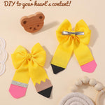 doboi Hair Bows for Girls 2PCS Back to School Pencil Hair Bow 3.3 In Glitter Hair Bows with Alligator Clips Handmade Hair Accessories for Girls Babies Toddlers Teens Teacher (YELLOW)